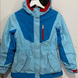 Lands’end Girls Winter Coat With Hood Size M Blue